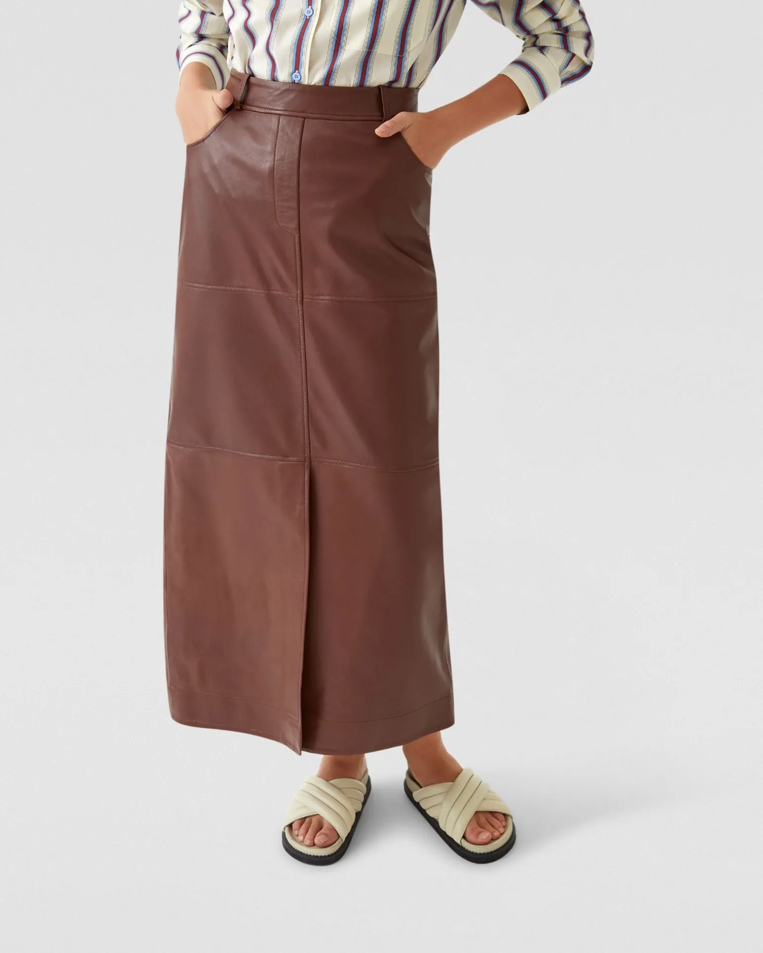 Anna Nappa Leather Pencil Skirt