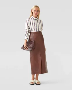Anna Nappa Leather Pencil Skirt