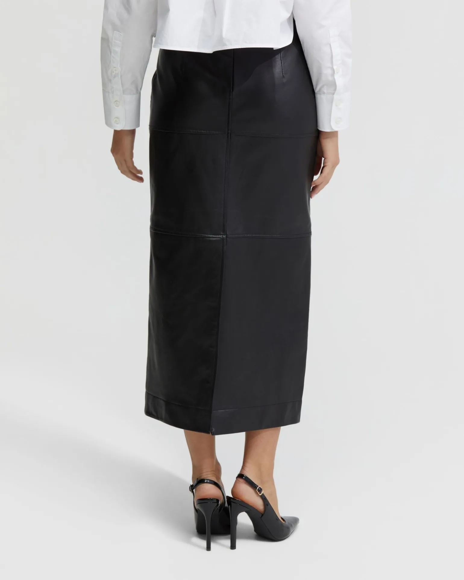 Anna Nappa Leather Pencil Skirt