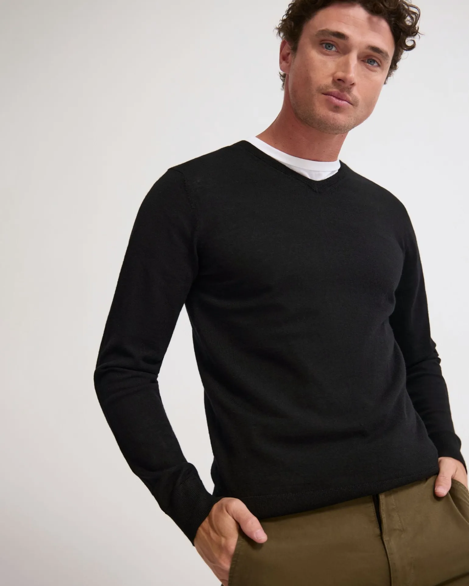 Basic V-Neck Pure Wool Pullover