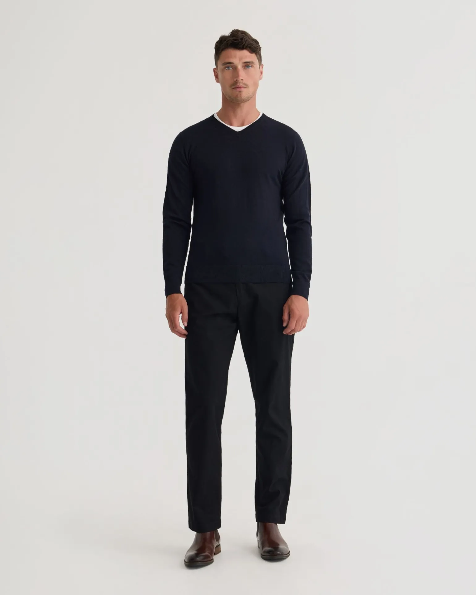 Basic V-Neck Pure Wool Pullover