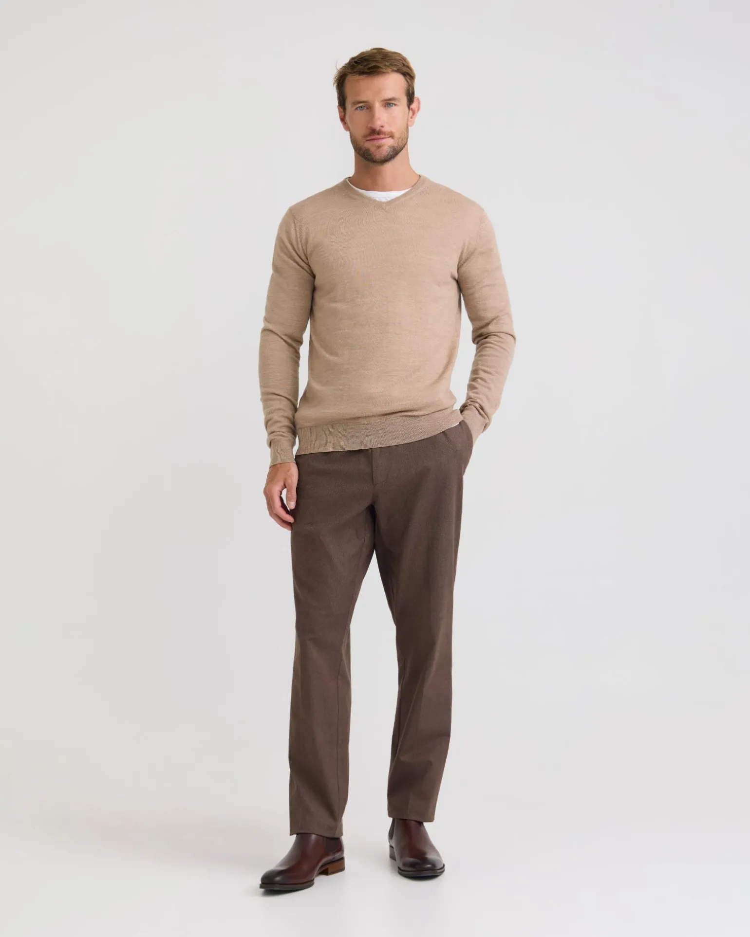 Basic V-Neck Pure Wool Pullover