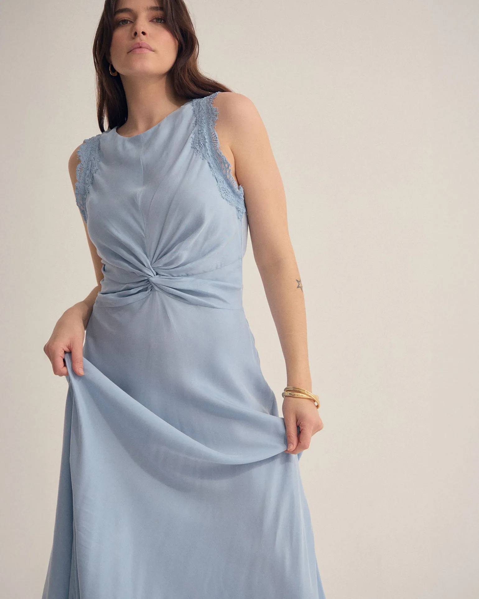 Camilla Cupro Lace Trim Dress