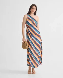 Capri Striped One Shoulder Dress