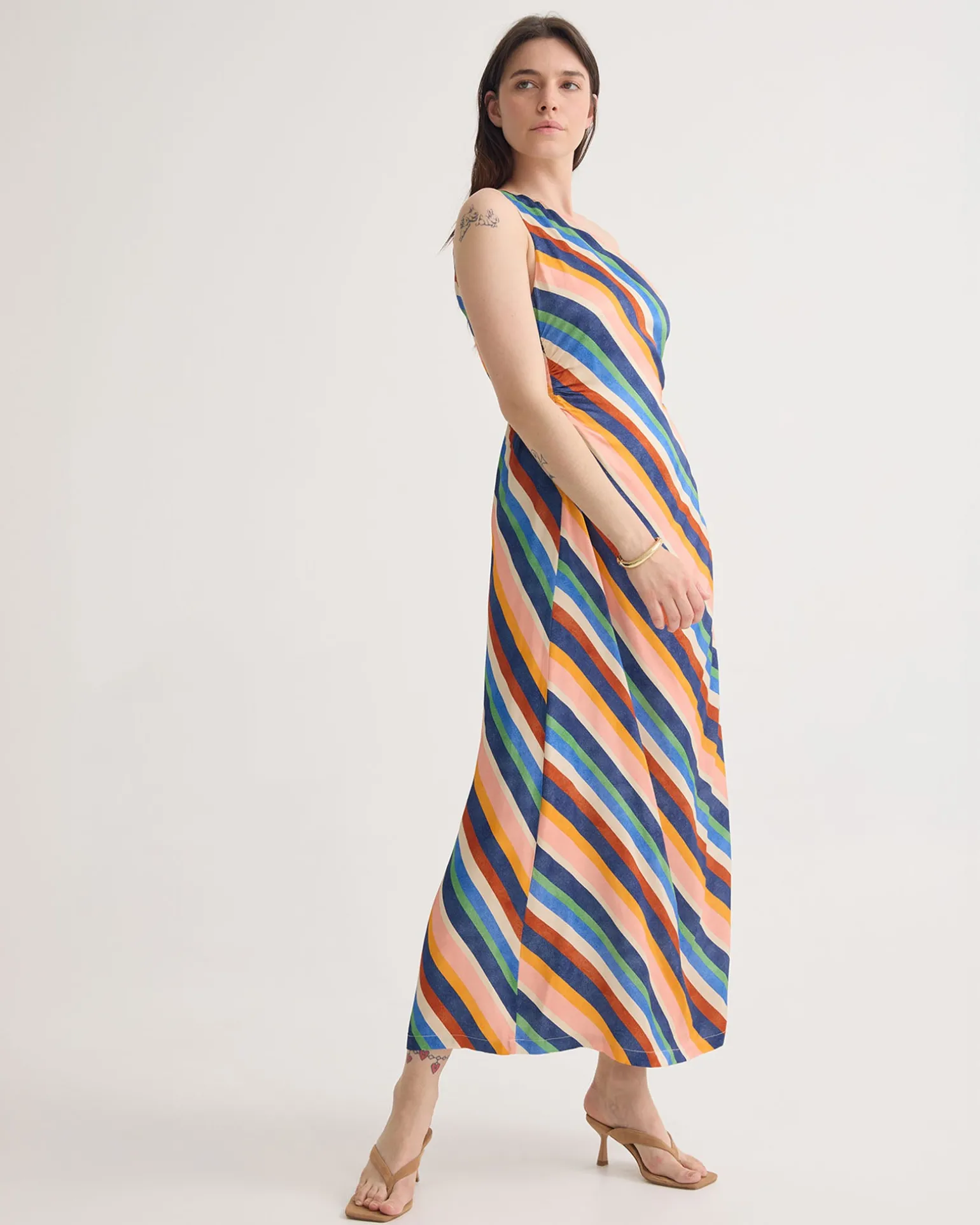 Capri Striped One Shoulder Dress
