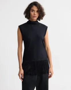 Cassie Stretch Fringe Trim Top