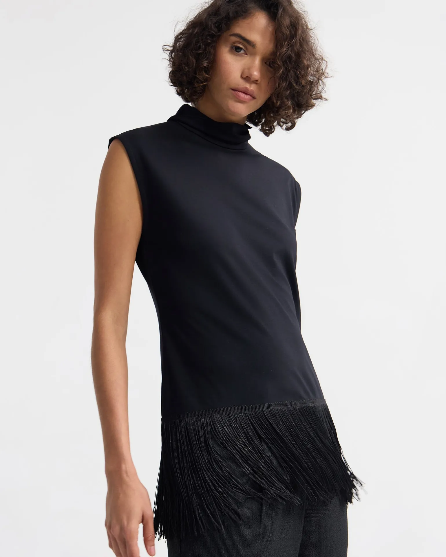 Cassie Stretch Fringe Trim Top