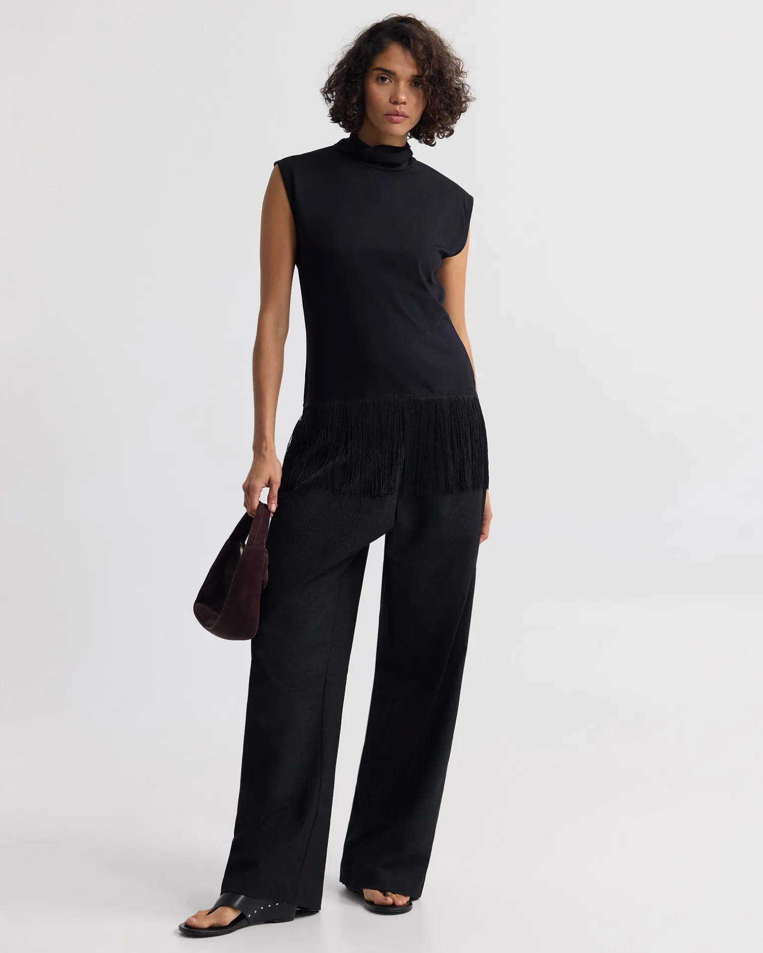 Cassie Stretch Fringe Trim Top