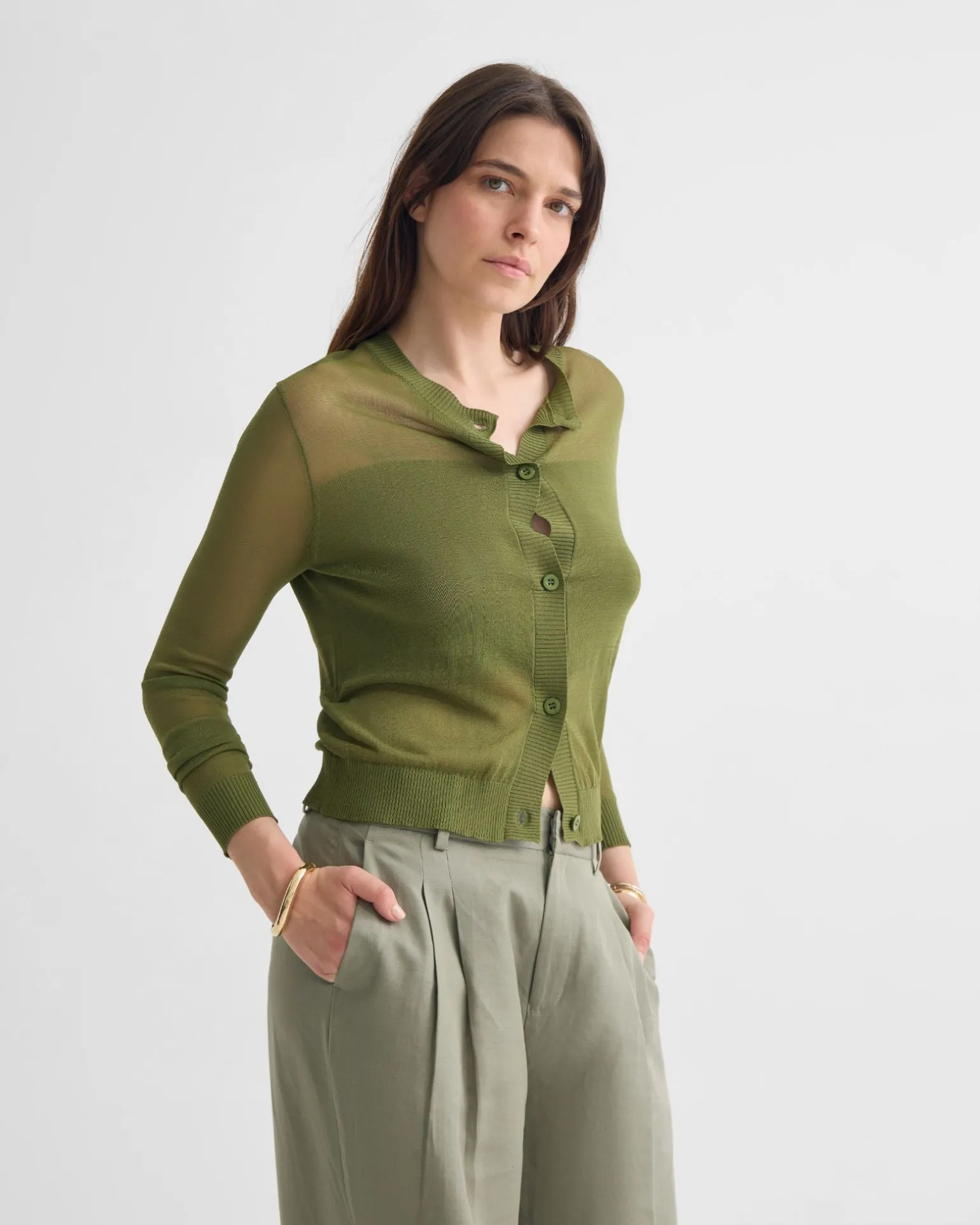 Celina Sheer Panel Cardigan