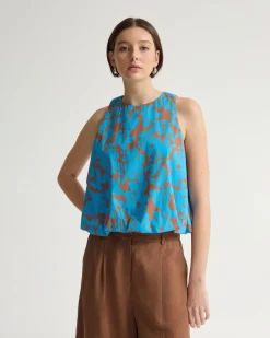 Clover Printed Cotton Shell Top