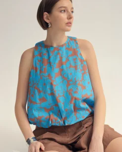 Clover Printed Cotton Shell Top