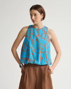Clover Printed Cotton Shell Top