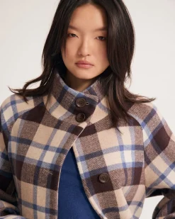 Edi Checked Funnel Collar Coat