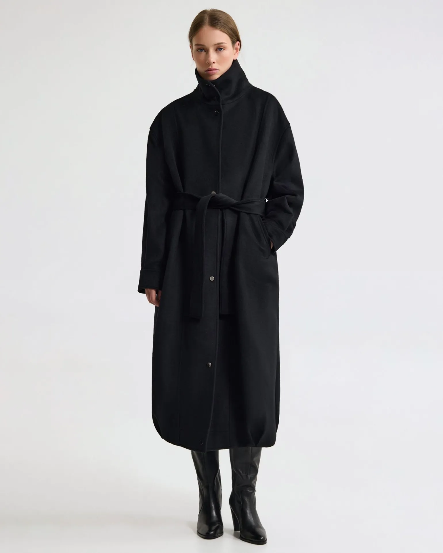 Emily Funnel Cllar Wool Blnd Coat