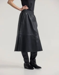 Jaya Leather Midi Skirt