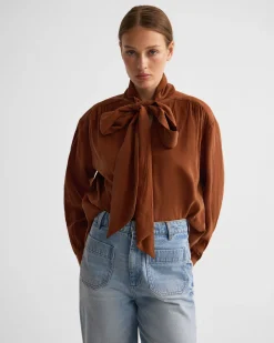 Jenna Rayon Blend Scarf Neck Top