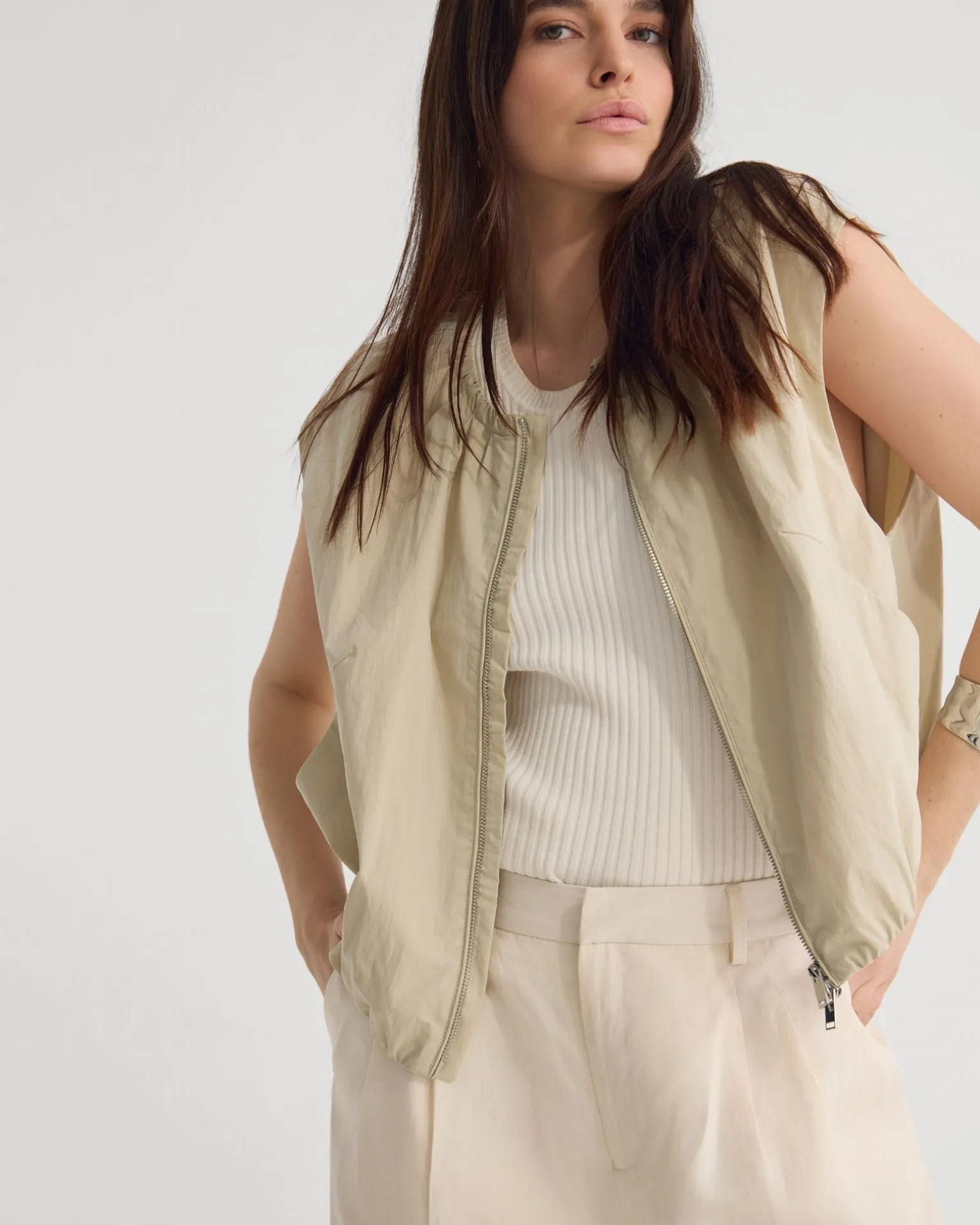 Katie Sleevless Bomber Jacket