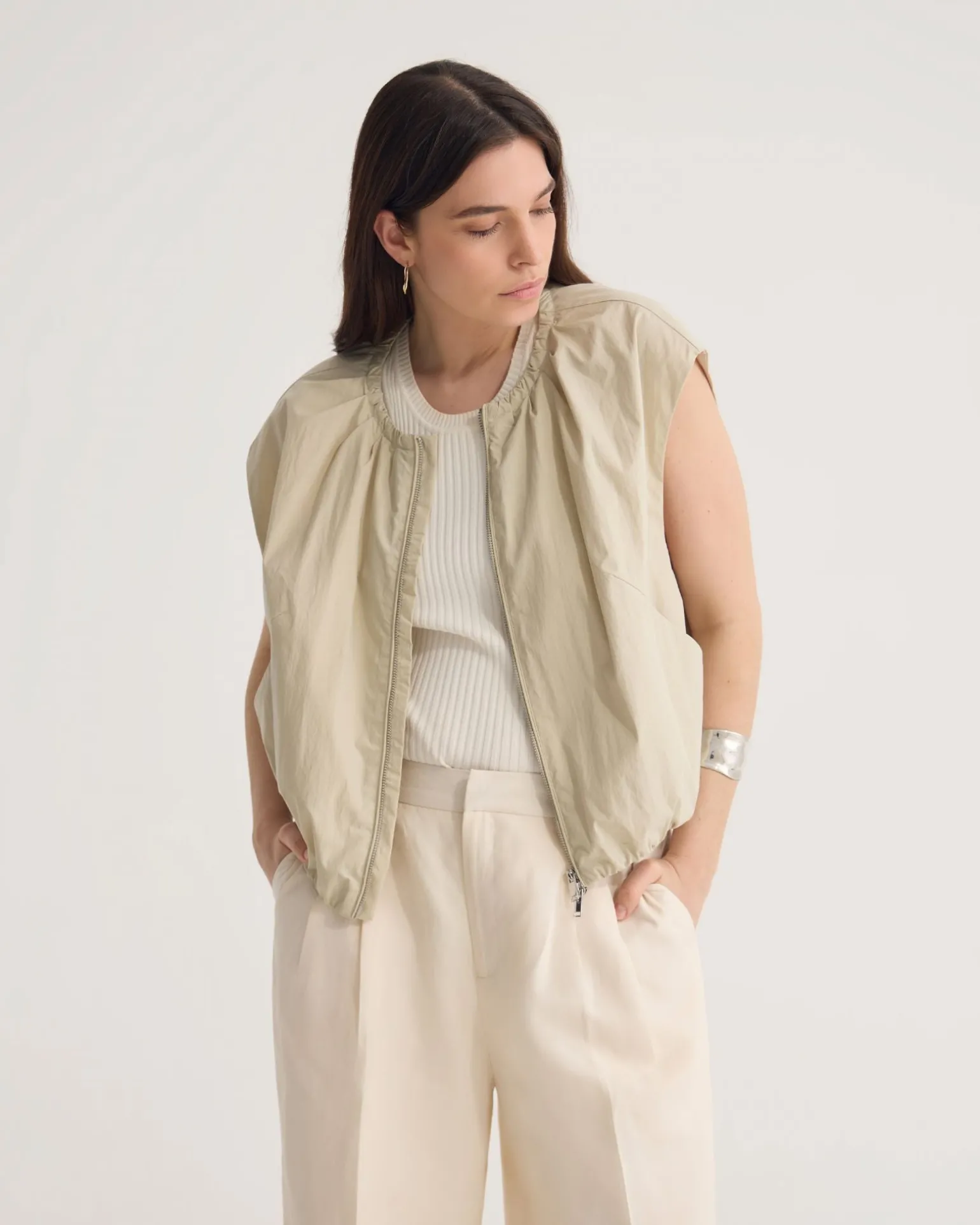 Katie Sleevless Bomber Jacket