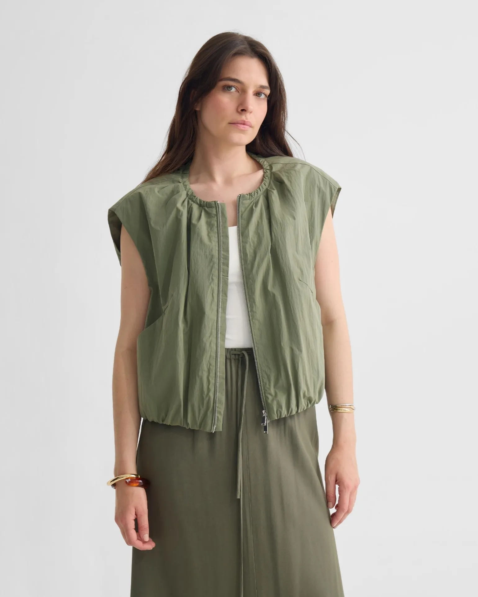 Katie Sleevless Bomber Jacket