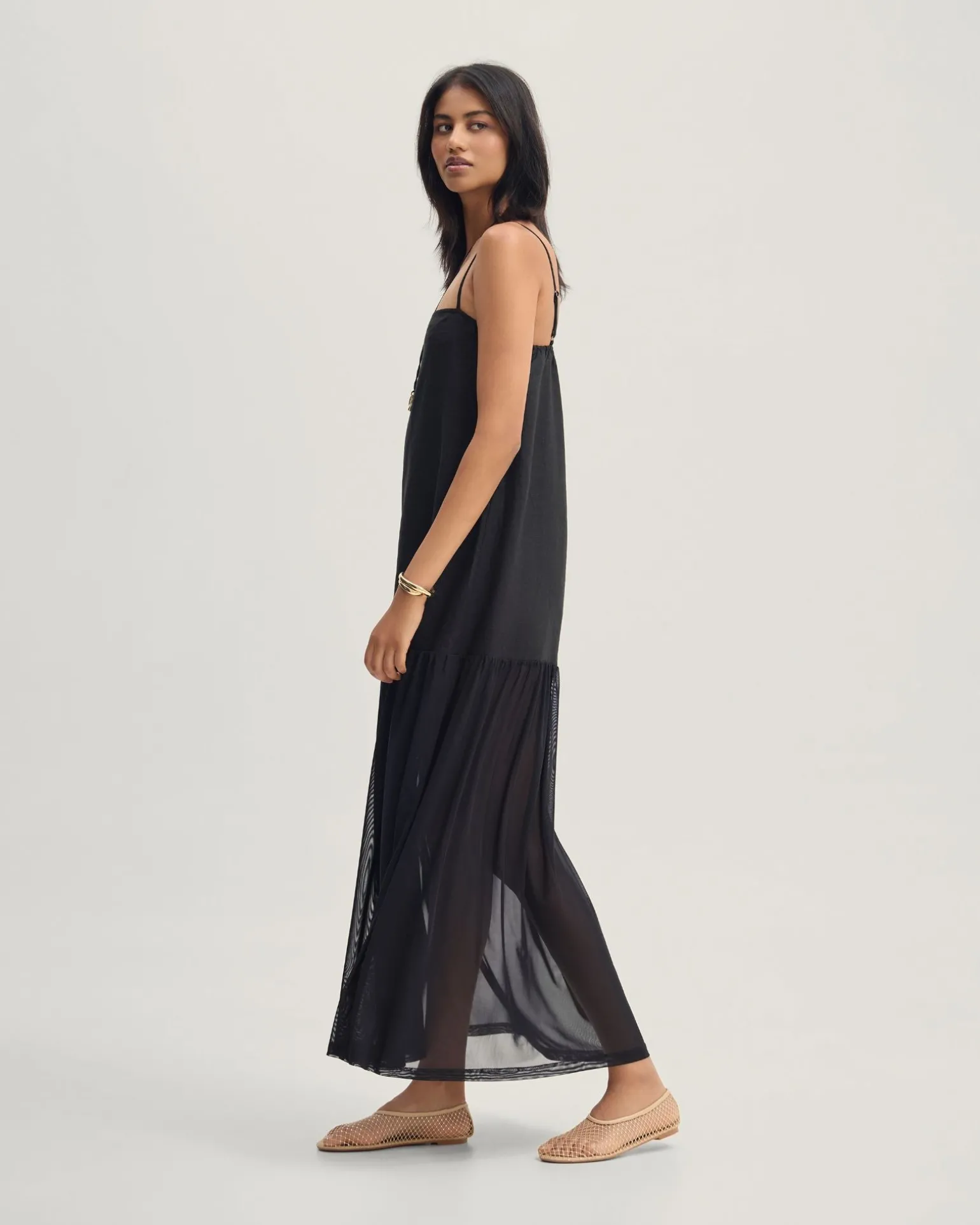Kristel Linen And Mesh Dress