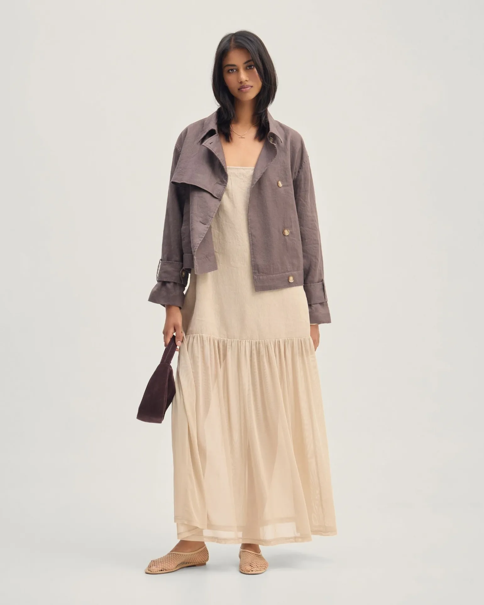 Kristel Linen And Mesh Dress