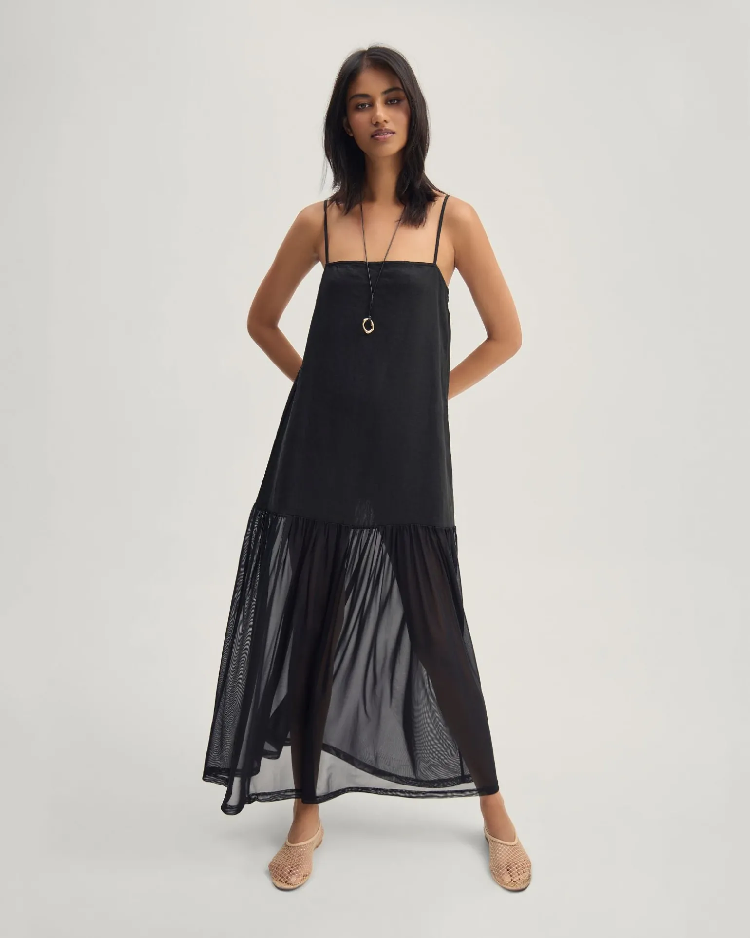 Kristel Linen And Mesh Dress