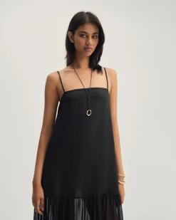 Kristel Linen And Mesh Dress