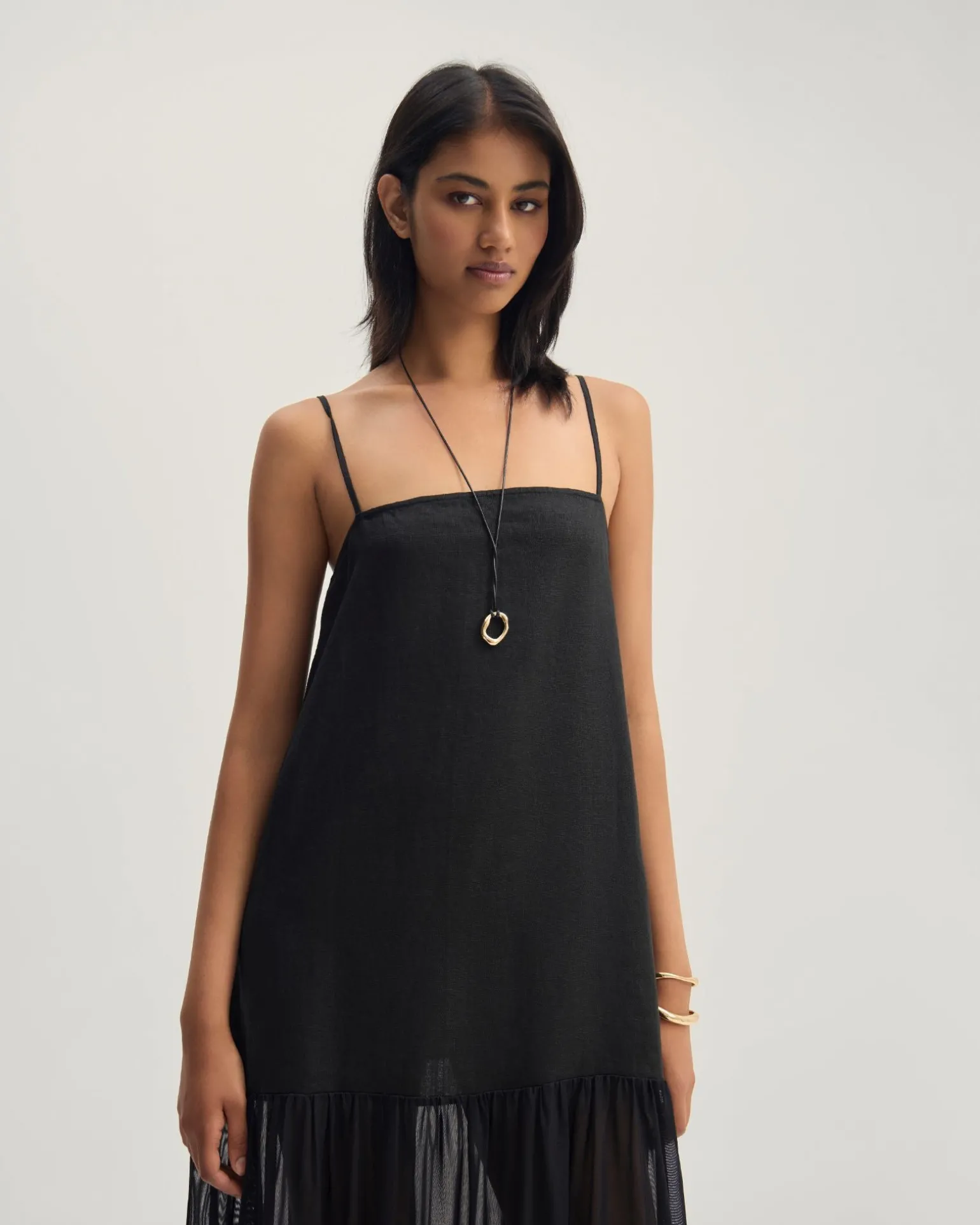 Kristel Linen And Mesh Dress