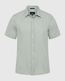 Leyton Short Sleeve Stripe Linen Shirt
