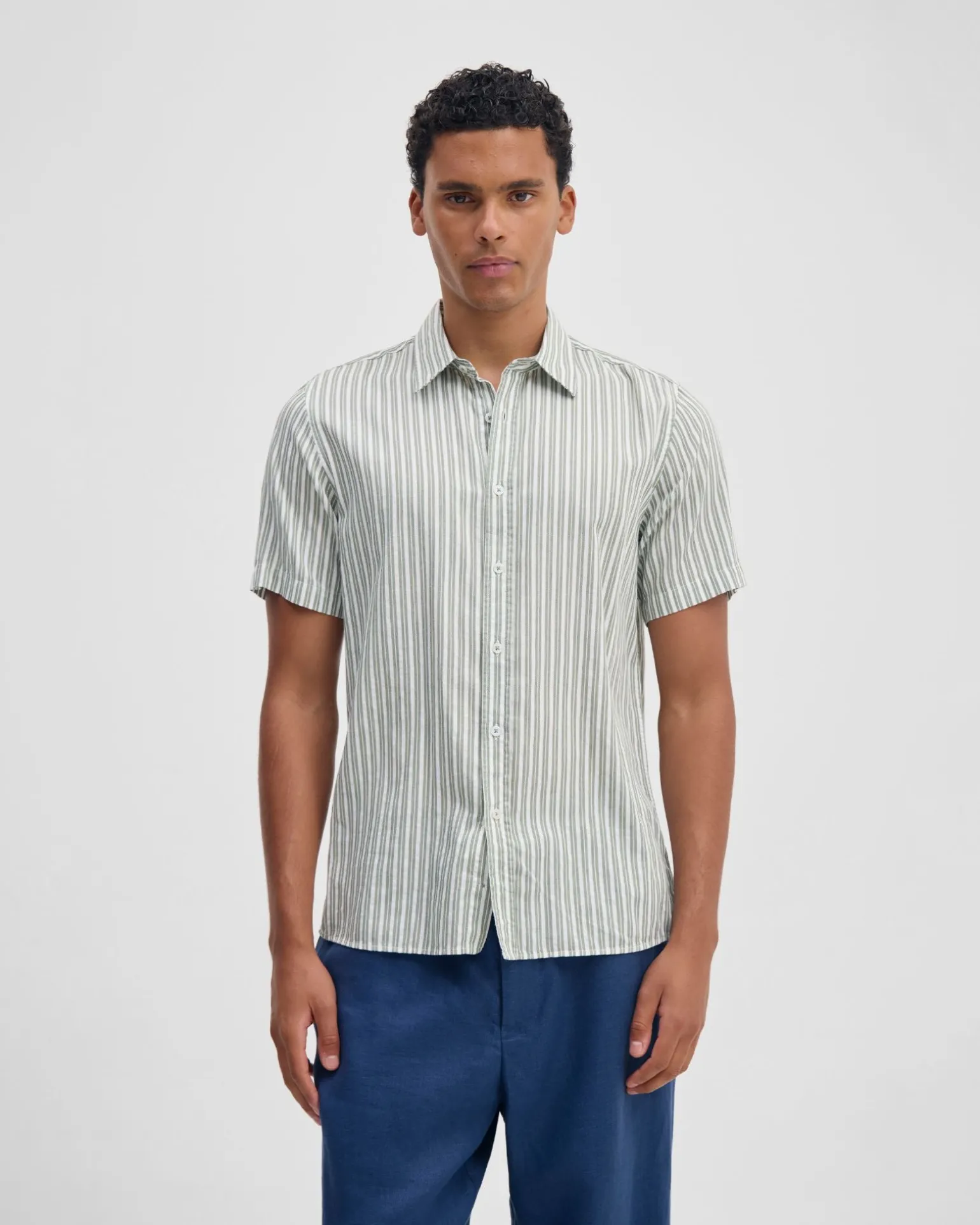 Leyton Short Sleeve Stripe Linen Shirt