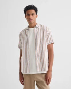 Leyton Short Sleeve Stripe Linen Shirt