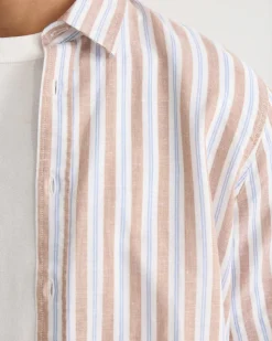 Leyton Short Sleeve Stripe Linen Shirt