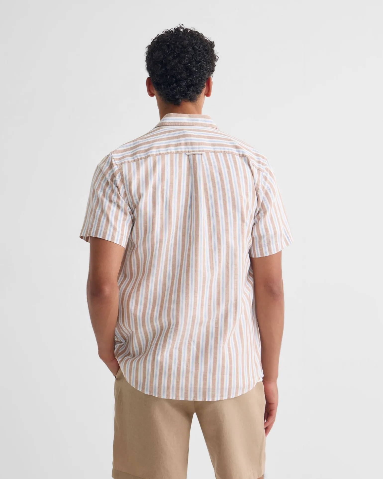 Leyton Short Sleeve Stripe Linen Shirt