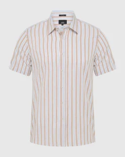 Leyton Short Sleeve Stripe Linen Shirt