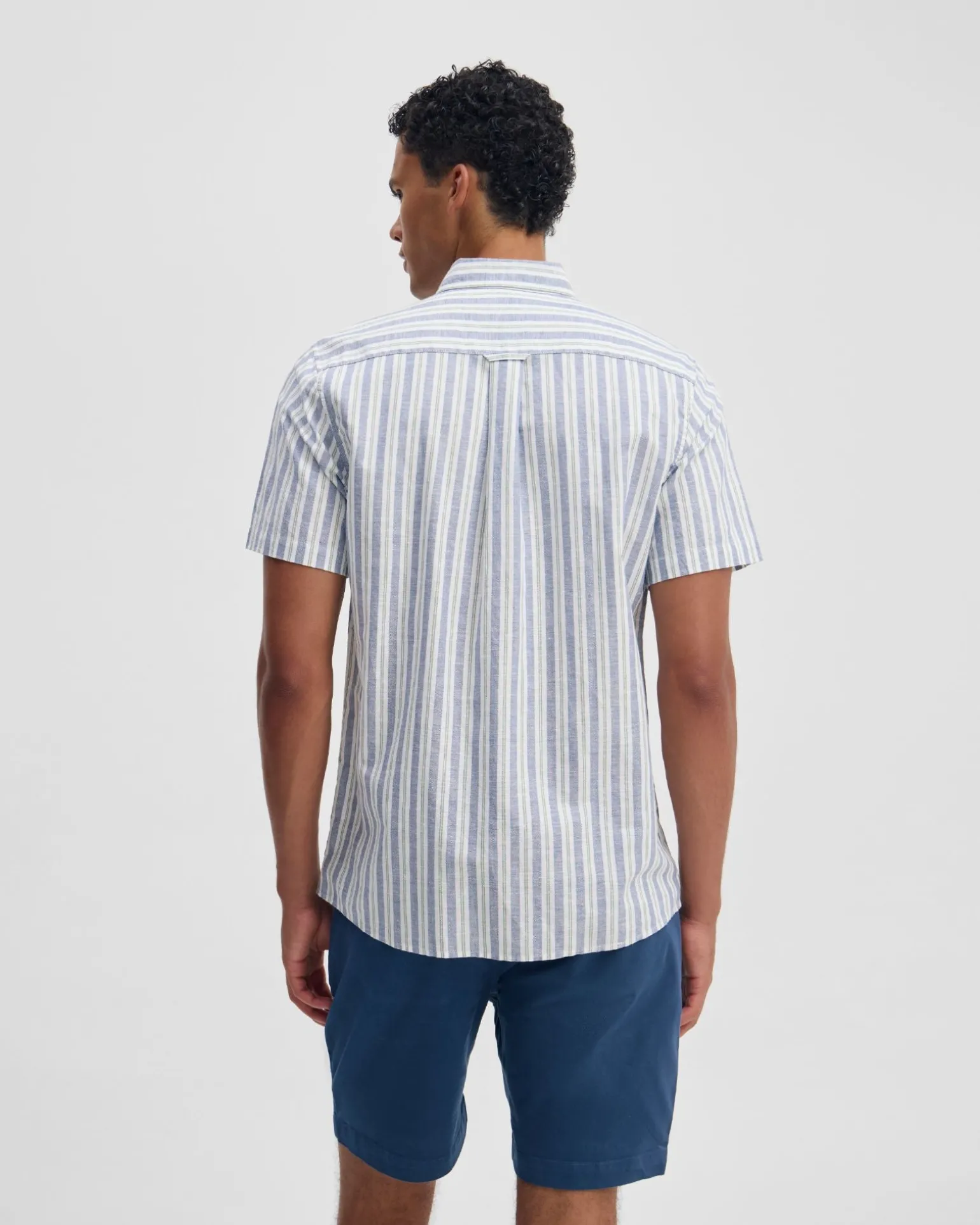 Leyton Short Sleeve Stripe Linen Shirt