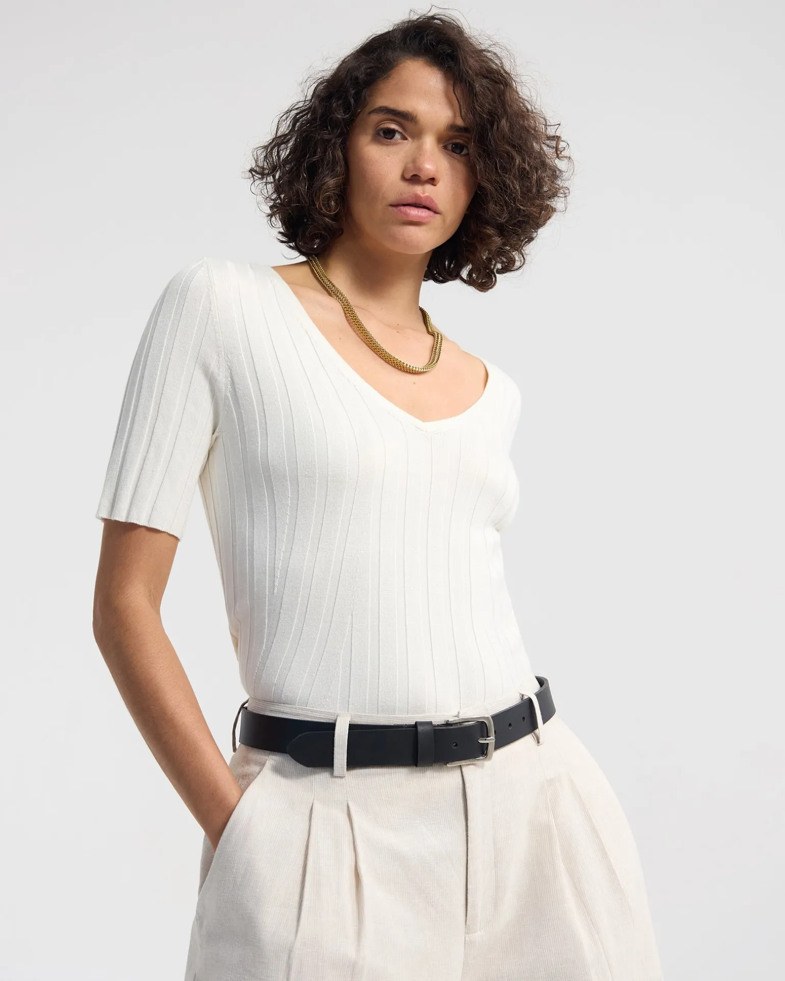 Lucy Rib V-Neck Knit