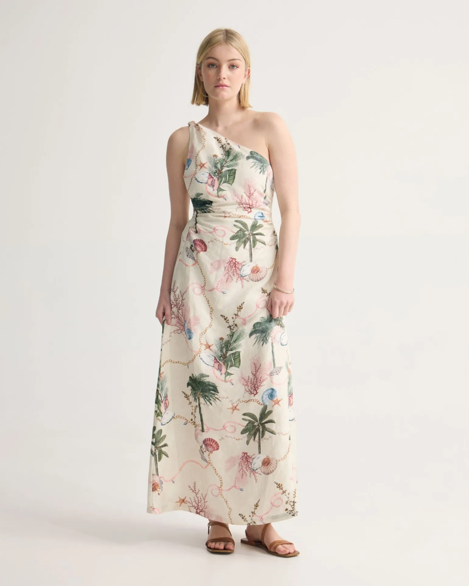 Maja One Shoulder Linen Dress