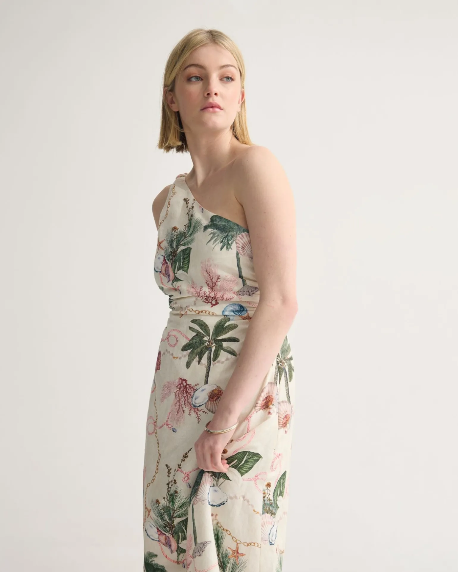 Maja One Shoulder Linen Dress