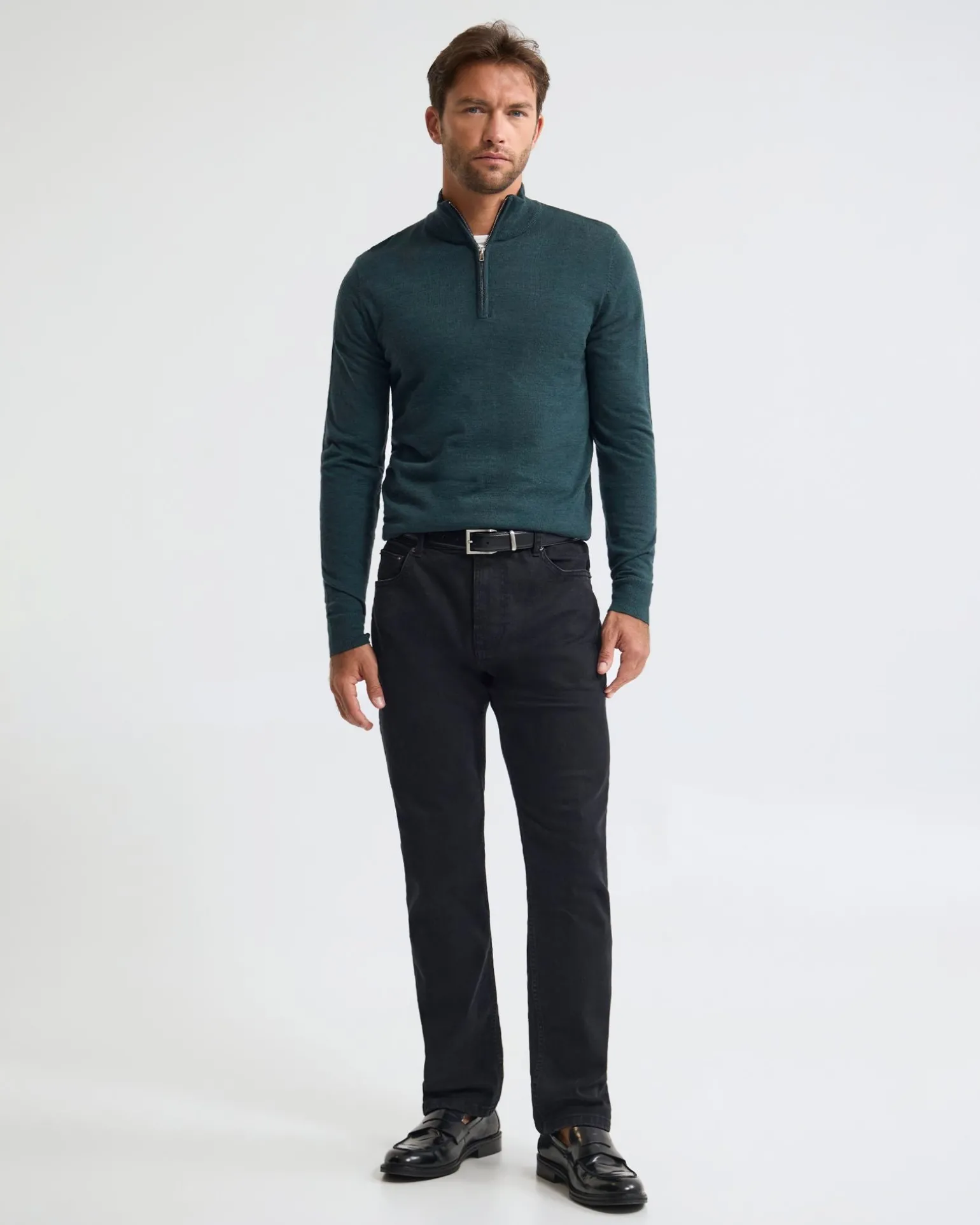 Merino Zip-Neck Wool Pullover