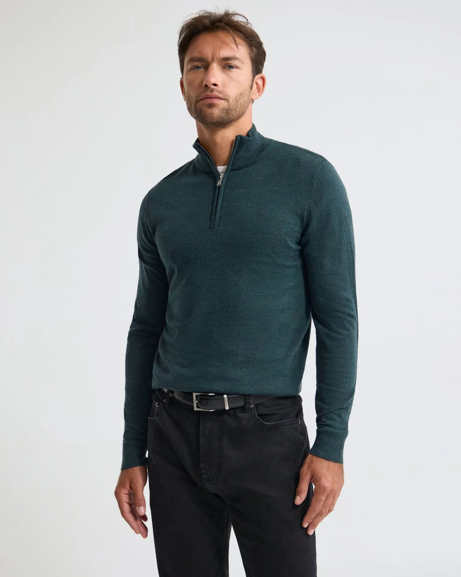 Merino Zip-Neck Wool Pullover