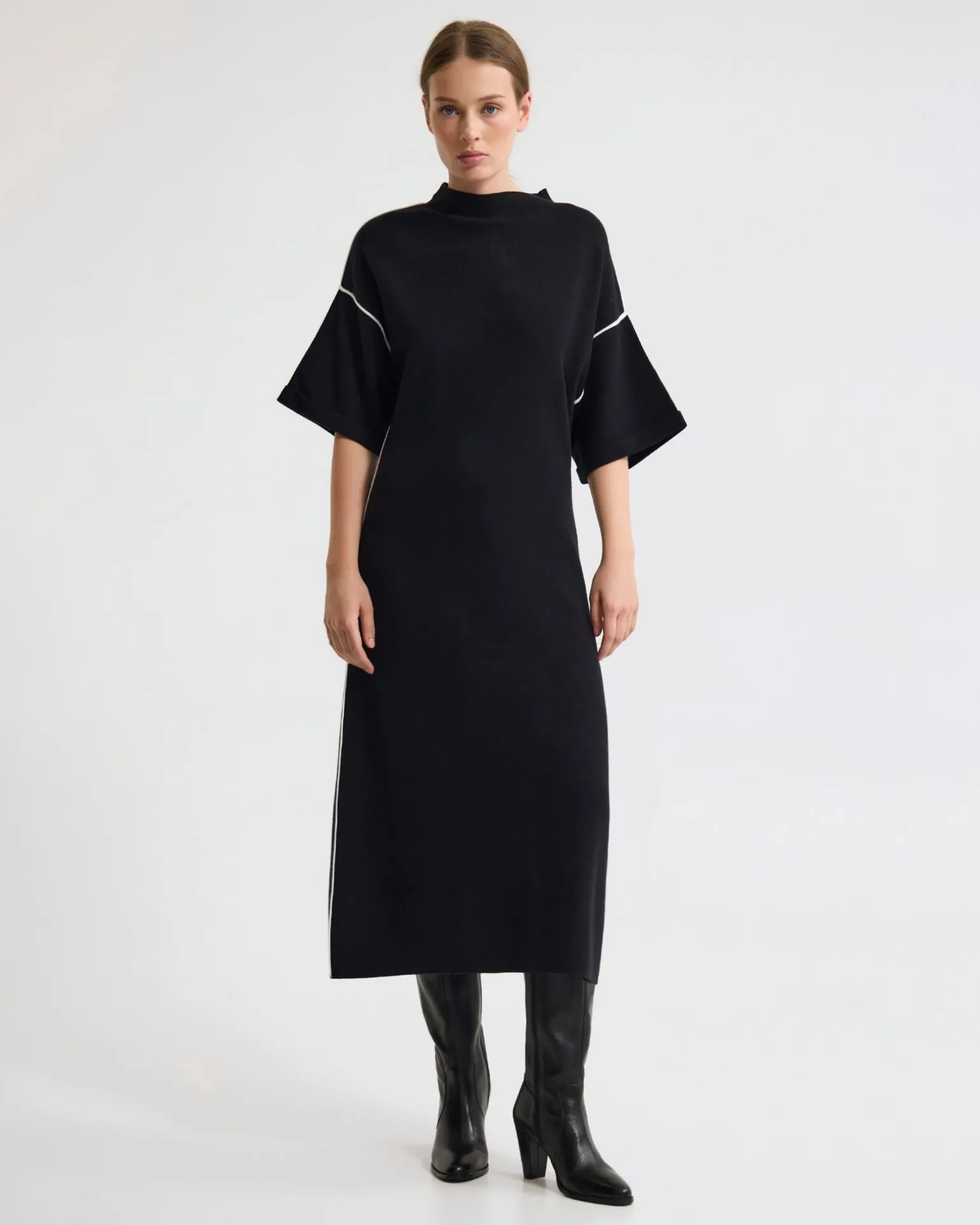 Natalya Knit Contrast Piping Dress