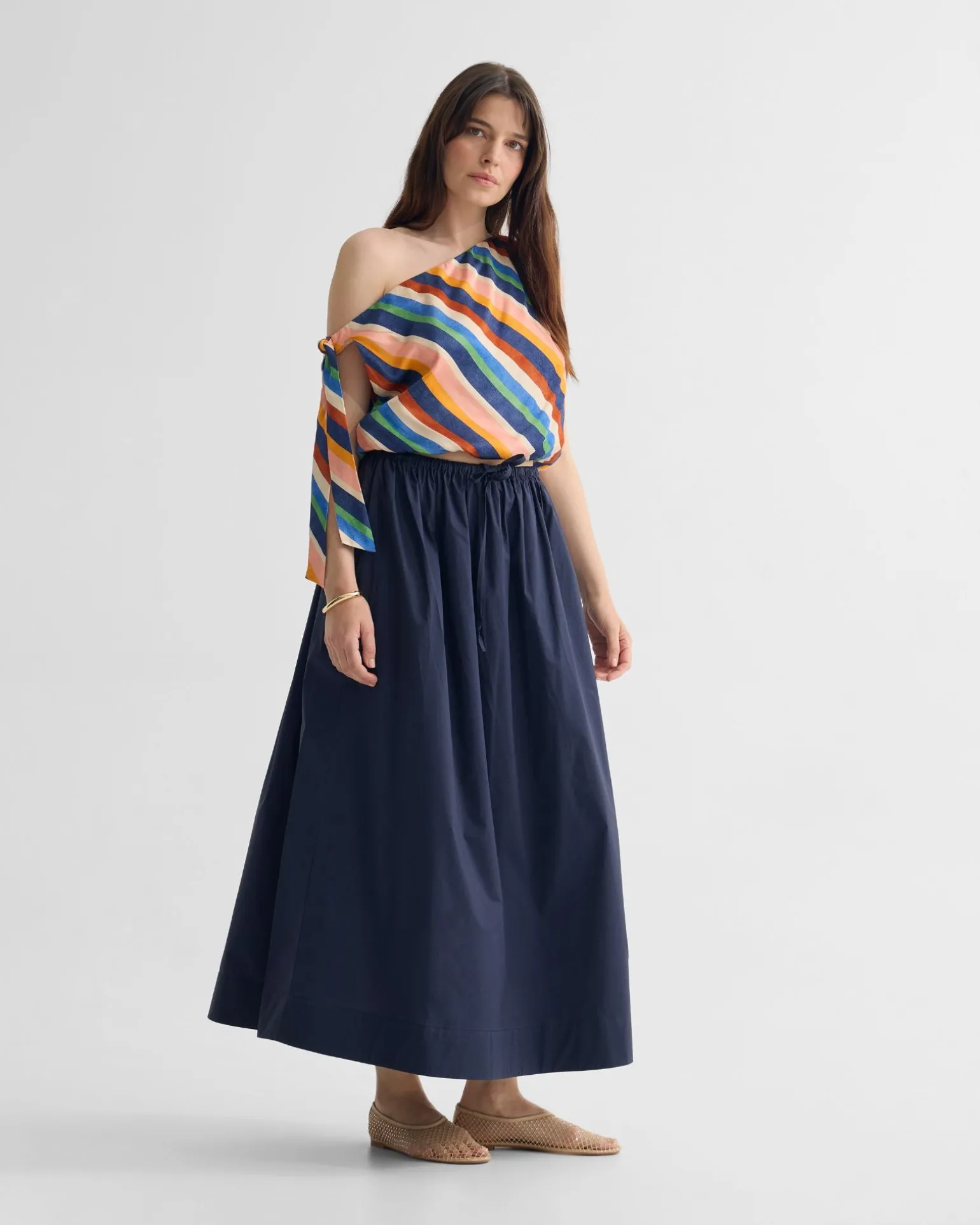 Olive Cotton Maxi Skirt
