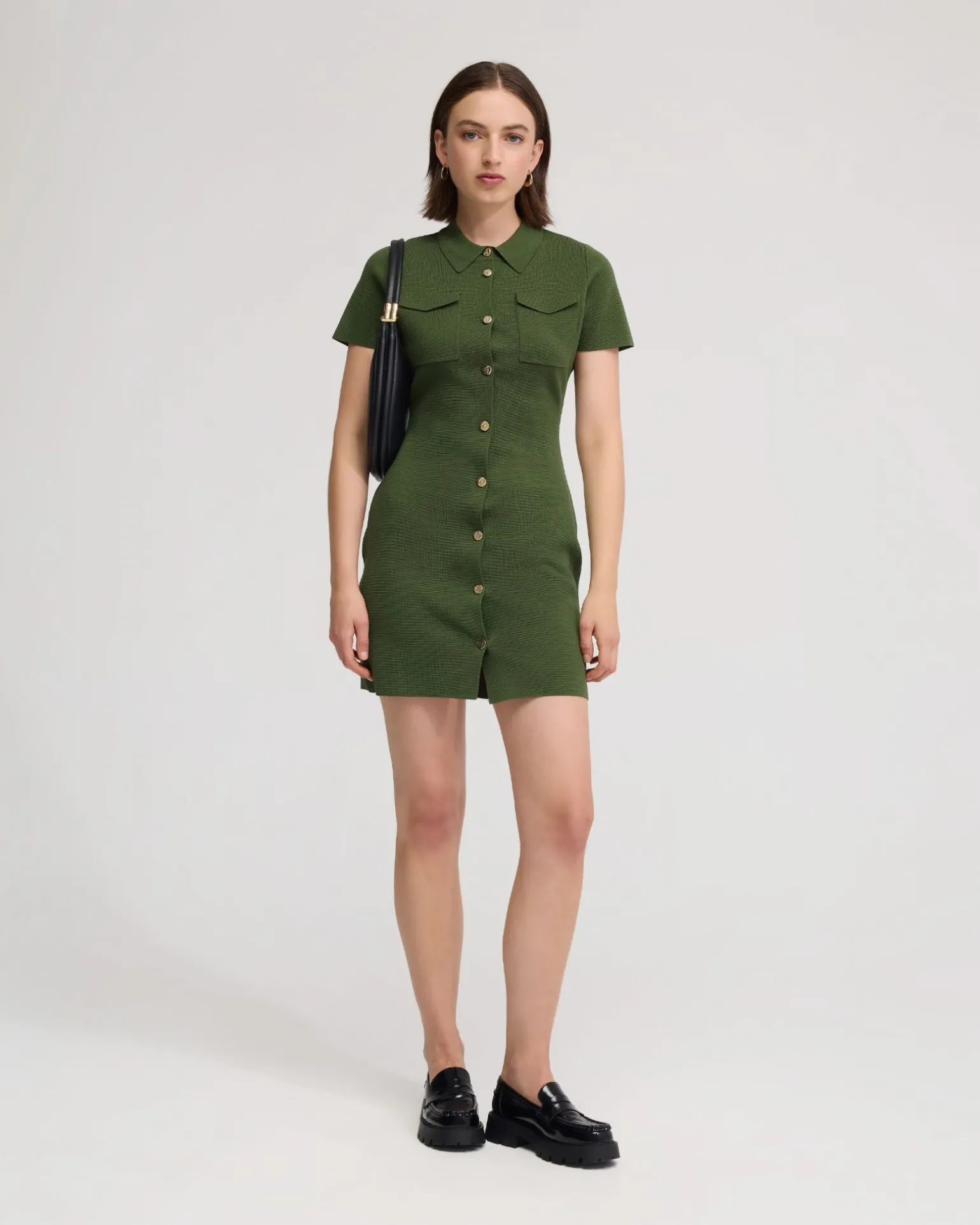 Olive Knitted Mini Dress