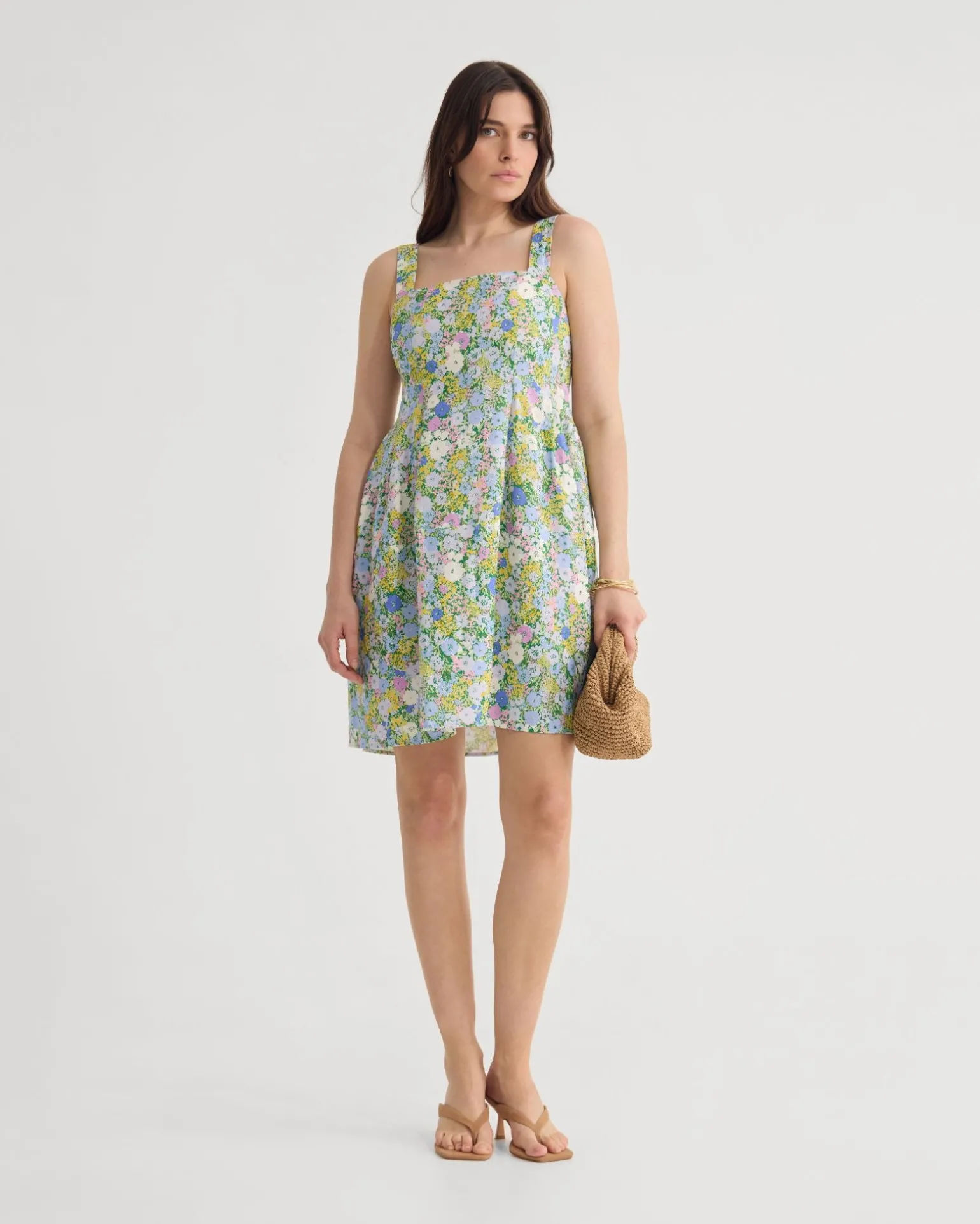 Terra Ditsy Floral Linen Dress