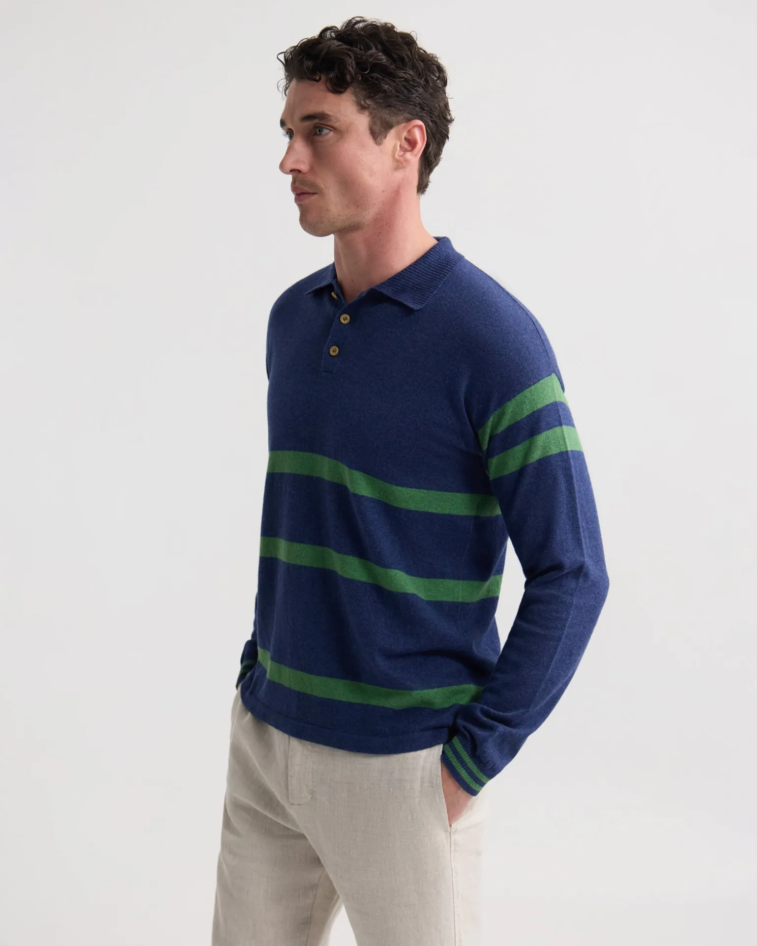 Wolf Striped Cashmere Blend Rugby