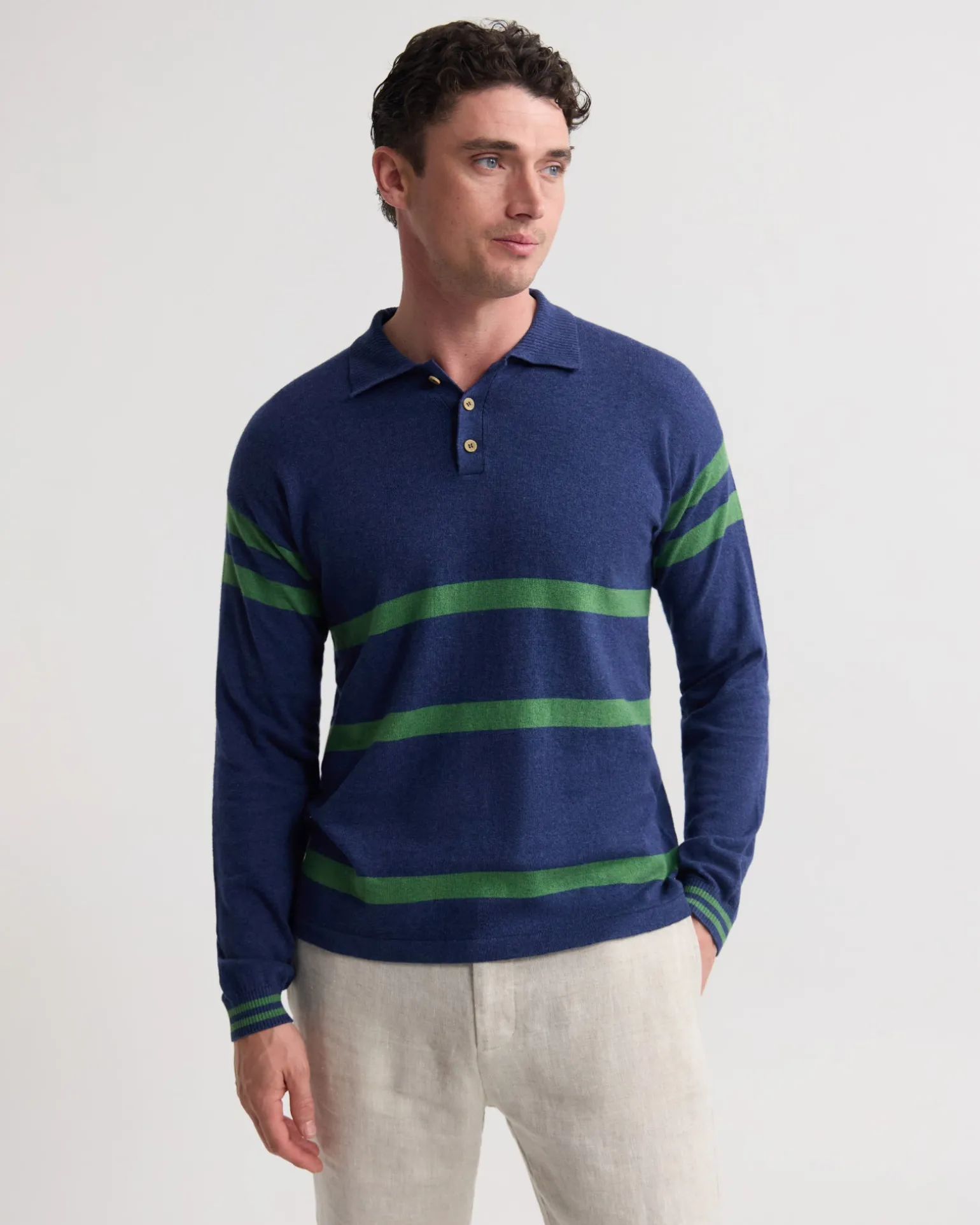 Wolf Striped Cashmere Blend Rugby